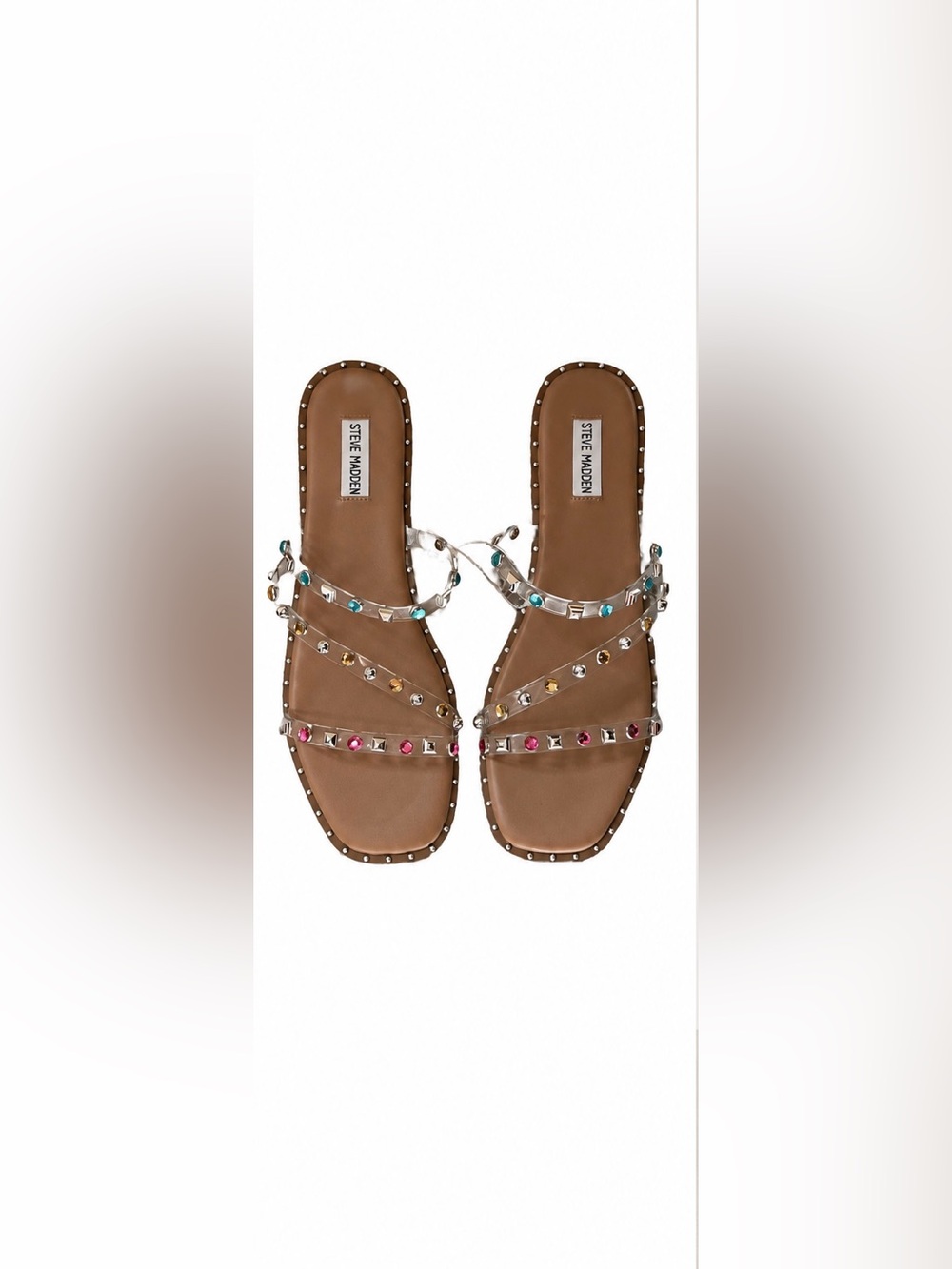 BNWU Steve Madden Slide Sandals with Multicolor Jewel Straps SZ 10